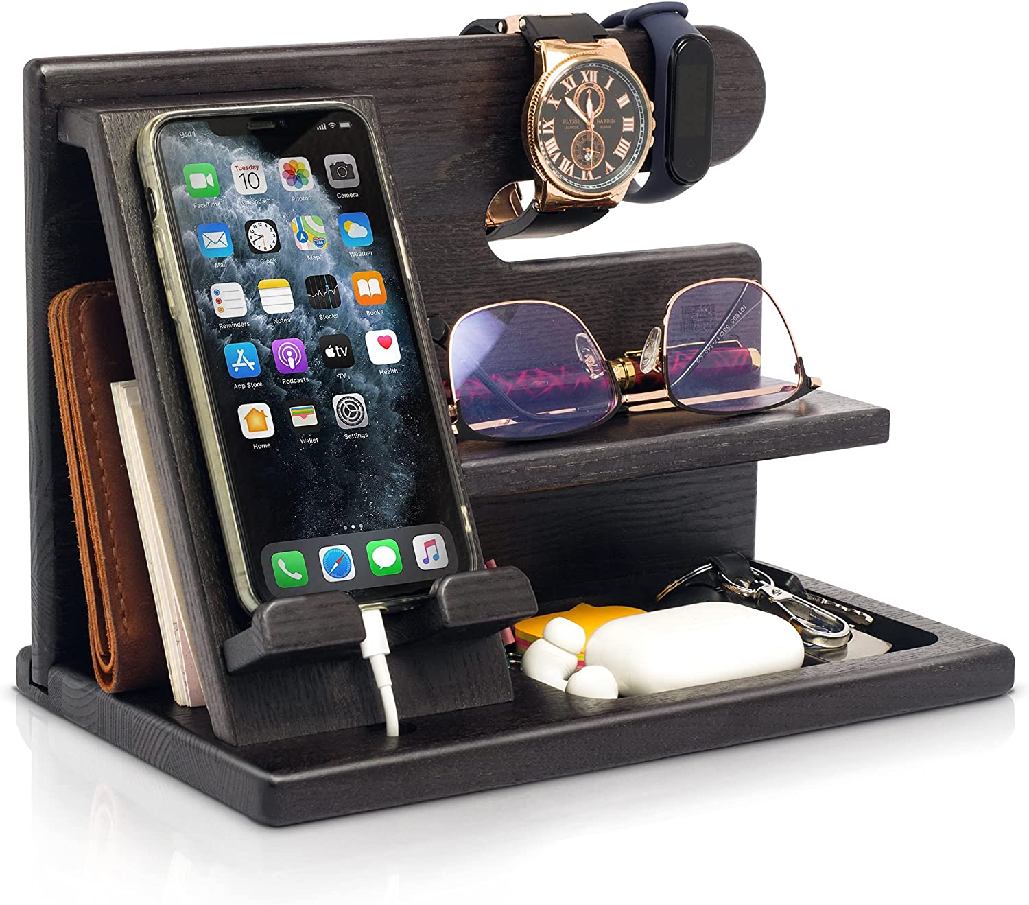 TESLYAR Ash Wood Phone Docking Station - Everything Envy