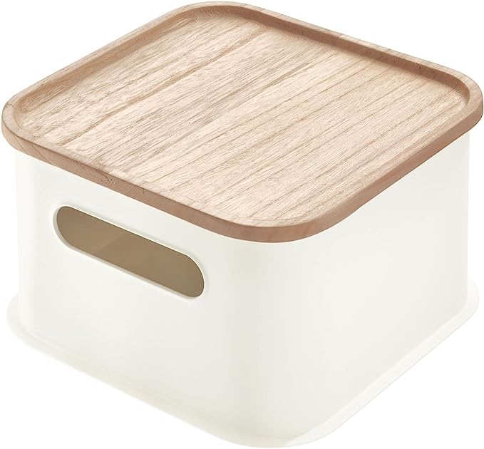 iDesign Storage Bin With Paulownia Wood Lid Med Everything Envy