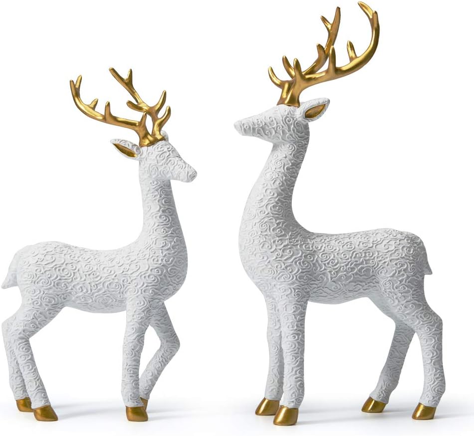 2 Piece White Reindeer Decor Everything Envy